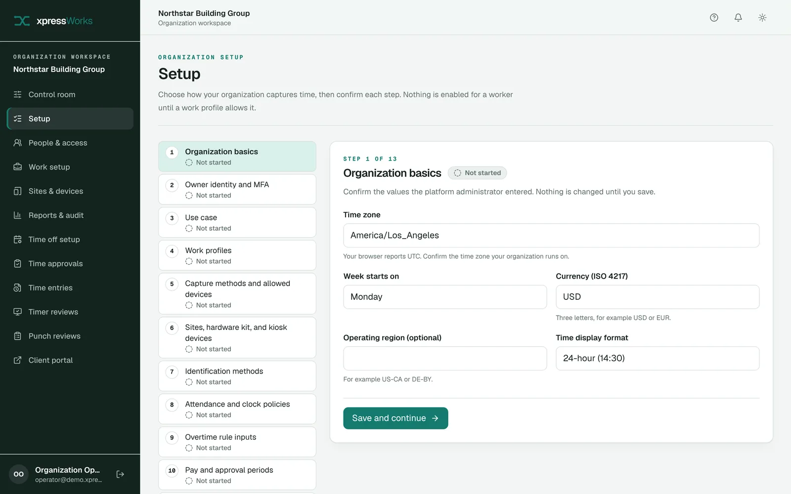 The 13-step organization setup, open on Organization basics